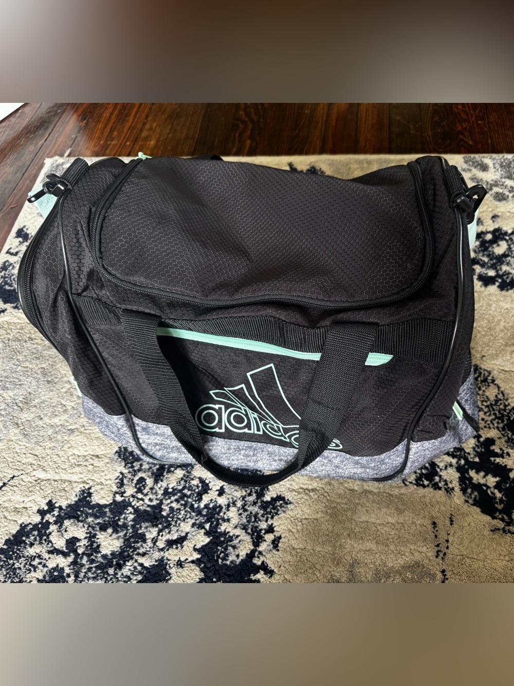 adidas Black and Mint Green Travel Duffel Bag